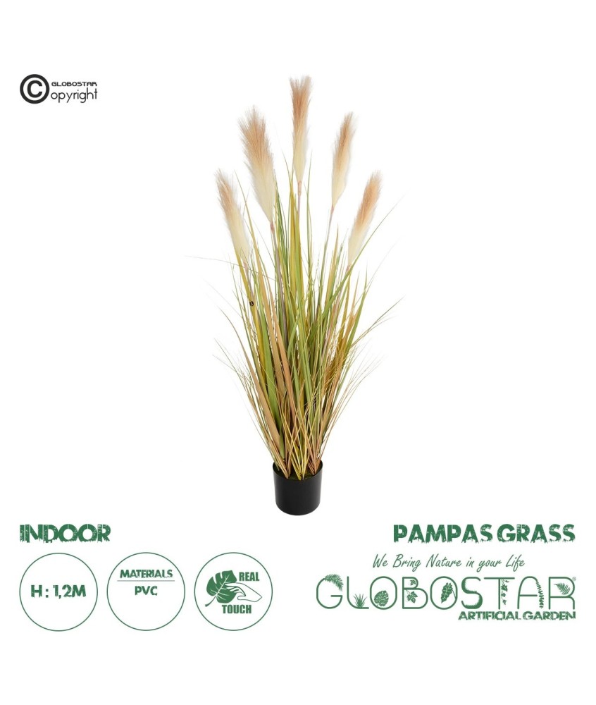 GloboStar® Artificial Garden PAMPAS GRASS 21477 Τεχνητό Διακοσμητικό Φυτό Παμπας Υ120cm